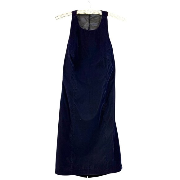 VTG Rampage Halter Dress Womens Sz 9 Indigo Velvet Open Back Fitted Mini 90s Y2K - Picture 1 of 12